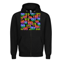 Black Halloween Pumpkins Zipper Hoodie - texasbilliewilder
