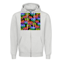 Dove Grey Halloween Pumpkins Zipper Hoodie - texasbilliewilder