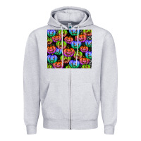 Heather Grey Halloween Pumpkins Zipper Hoodie - texasbilliewilder
