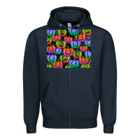 Navy Halloween Pumpkins Zipper Hoodie - texasbilliewilder