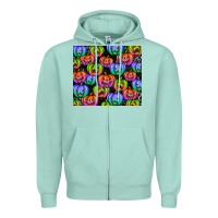 Seafoam Halloween Pumpkins Zipper Hoodie - texasbilliewilder