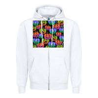 White Halloween Pumpkins Zipper Hoodie - texasbilliewilder