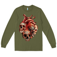 Army Green Heart Skulls Long Sleeve Tee - RanaPortraitStore