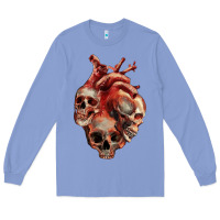 Colony Blue Heart Skulls Long Sleeve Tee - RanaPortraitStore