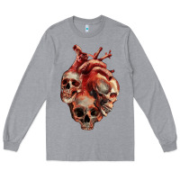 Heather Grey Heart Skulls Long Sleeve Tee - RanaPortraitStore