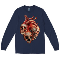 Navy Heart Skulls Long Sleeve Tee - RanaPortraitStore