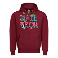 Burgundy nail tech Zipper Hoodie - Zillion Design Studio