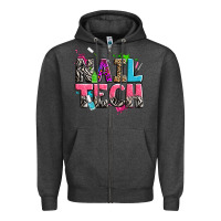Charcoal Heather nail tech Zipper Hoodie - Zillion Design Studio