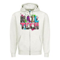 Oatmeal Heather nail tech Zipper Hoodie - Zillion Design Studio