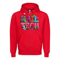 Red nail tech Zipper Hoodie - Zillion Design Studio