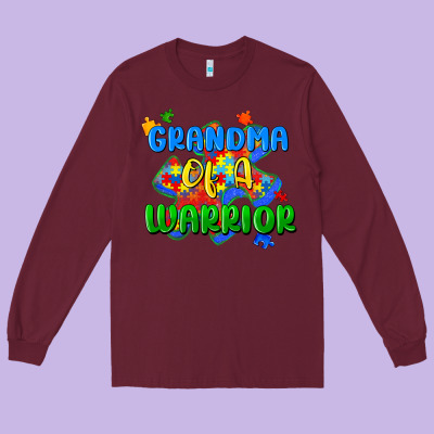 Grandma Of A Warrior Long Sleeve Tee Designed By Zillion Design Studio