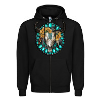 Black gamestone with bull skull Zipper Hoodie - RanaPortraitStore