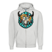 Dove Grey gamestone with bull skull Zipper Hoodie - RanaPortraitStore