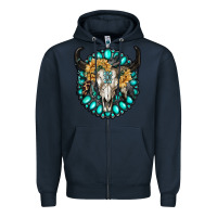 Navy gamestone with bull skull Zipper Hoodie - RanaPortraitStore
