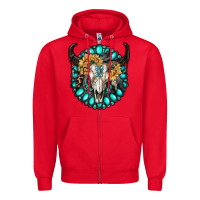 Red gamestone with bull skull Zipper Hoodie - RanaPortraitStore