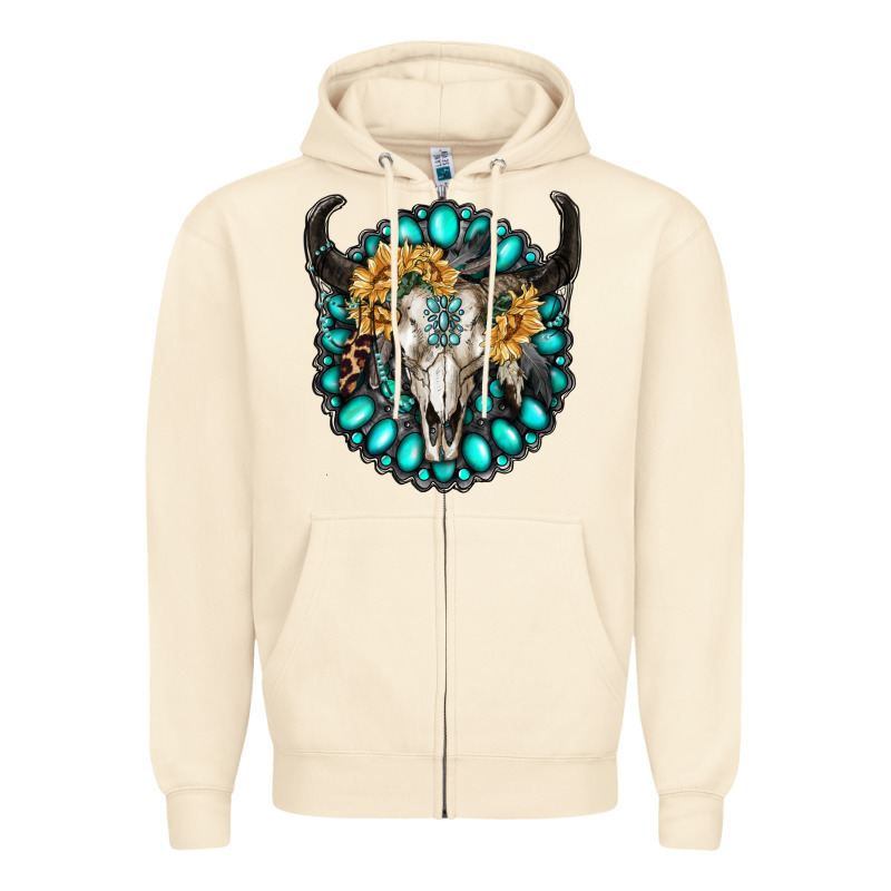 Gamestone With Bull Skull Zipper Hoodie by RanaPortraitStore | Teevron