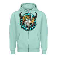 Seafoam gamestone with bull skull Zipper Hoodie - RanaPortraitStore