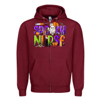 Burgundy Halloween Spooky Nurse Zipper Hoodie - texasbilliewilder