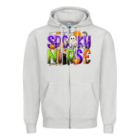 Dove Grey Halloween Spooky Nurse Zipper Hoodie - texasbilliewilder