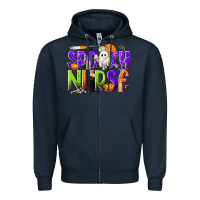 Navy Halloween Spooky Nurse Zipper Hoodie - texasbilliewilder