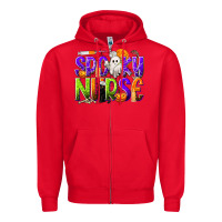 Red Halloween Spooky Nurse Zipper Hoodie - texasbilliewilder