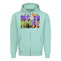 Seafoam Halloween Spooky Nurse Zipper Hoodie - texasbilliewilder