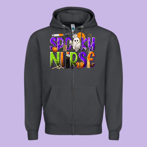 Halloween Spooky Nurse Zipper Hoodie Designed By Texasbilliewilder