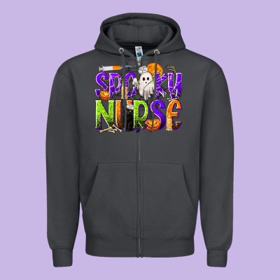 Halloween Spooky Nurse Zipper Hoodie Designed By Texasbilliewilder