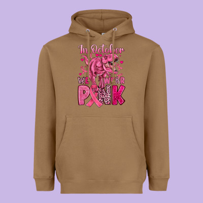 In October We Wear Pink Dinosaur Heavyweight Hoodie Designed By Jahusdesignshop