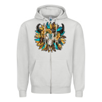 Dove Grey bull skull with sunflower Zipper Hoodie - RanaPortraitStore