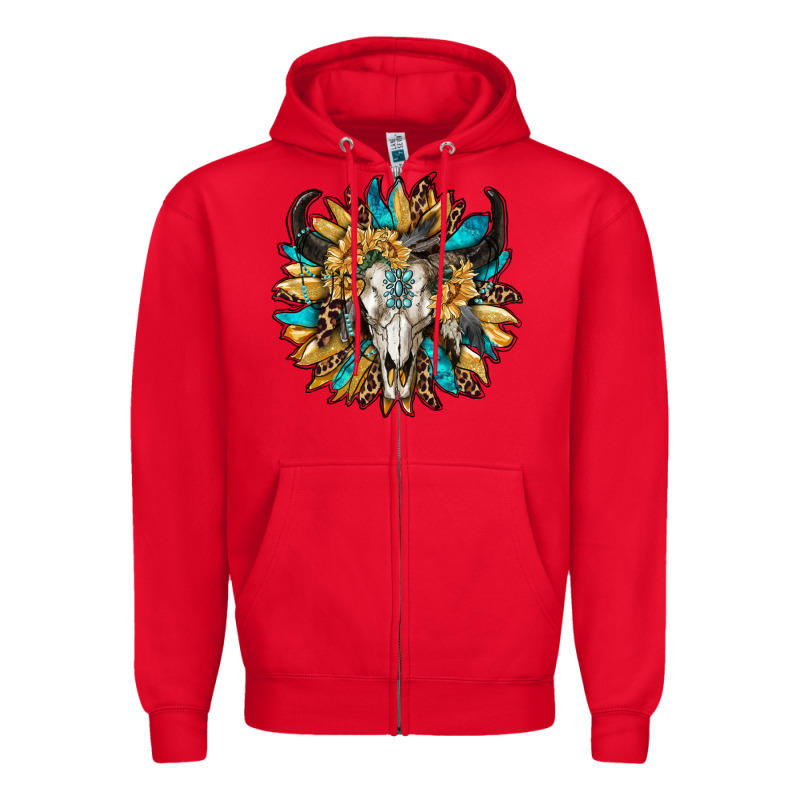Bull Skull With Sunflower Zipper Hoodie by RanaPortraitStore | Teevron