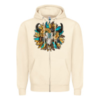 Sandshell bull skull with sunflower Zipper Hoodie - RanaPortraitStore