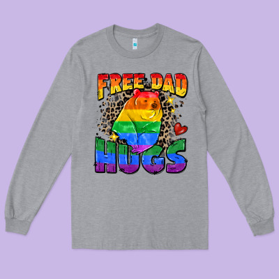 Free Dad Hugs Long Sleeve Tee Designed By Zillion Design Studio