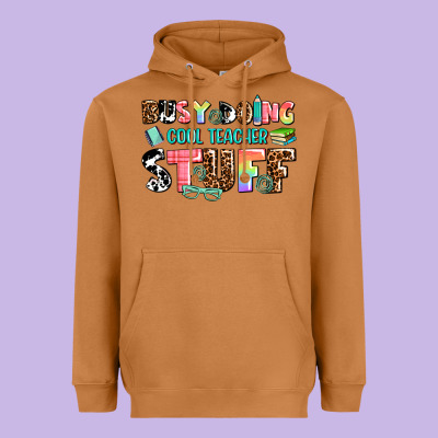 Busy Doing Cool Teacher Stuff Heavyweight Hoodie Designed By Adodesignshop