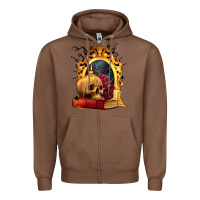 Chestnut Halloween Skull Candles and Roses Zipper Hoodie - texasbilliewilder