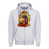 Heather Grey Halloween Skull Candles and Roses Zipper Hoodie - texasbilliewilder