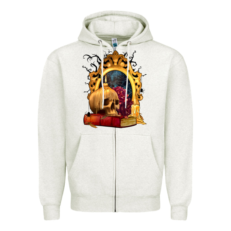 Halloween Skull Candles And Roses Zipper Hoodie by texasbilliewilder | Teevron