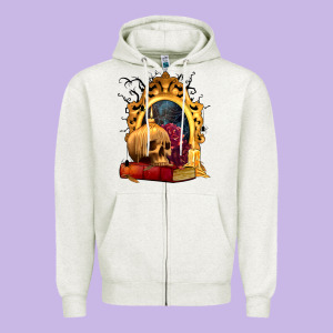 Halloween Skull Candles And Roses Zipper Hoodie Designed By Texasbilliewilder
