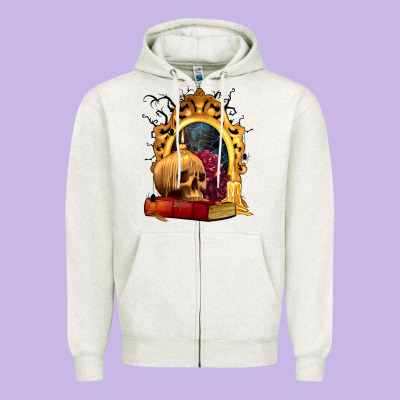 Halloween Skull Candles And Roses Zipper Hoodie Designed By Texasbilliewilder