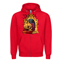 Red Halloween Skull Candles and Roses Zipper Hoodie - texasbilliewilder