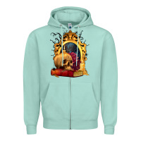 Seafoam Halloween Skull Candles and Roses Zipper Hoodie - texasbilliewilder
