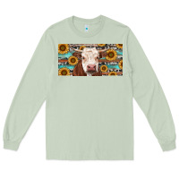 Matcha Heifer With Sunflower And Serape Long Sleeve Tee - RanaPortraitStore