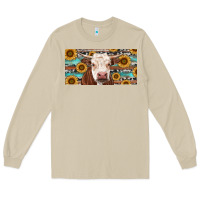 Mushroom Heifer With Sunflower And Serape Long Sleeve Tee - RanaPortraitStore