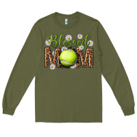 Army Green blessed mom with tennis and daisy Long Sleeve Tee - texasbilliewilder