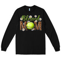 Black blessed mom with tennis and daisy Long Sleeve Tee - texasbilliewilder
