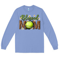 Colony Blue blessed mom with tennis and daisy Long Sleeve Tee - texasbilliewilder