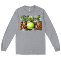 Heather Grey blessed mom with tennis and daisy Long Sleeve Tee - texasbilliewilder
