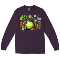 Plum blessed mom with tennis and daisy Long Sleeve Tee - texasbilliewilder