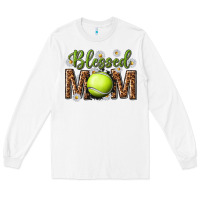 White blessed mom with tennis and daisy Long Sleeve Tee - texasbilliewilder
