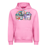Fuchsia Pink unicorn coffee cups Urban Hoodie - NancyCooperArtShop